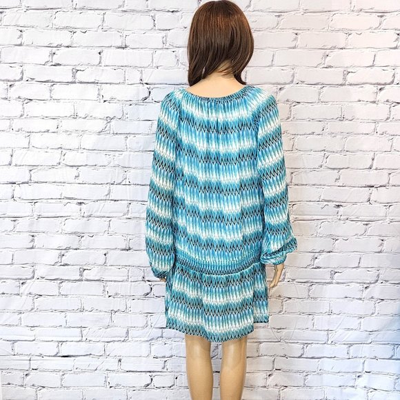 JONES NEW YORK, Teal Boho print tunic top with long sleeves - Picture 8 of 12